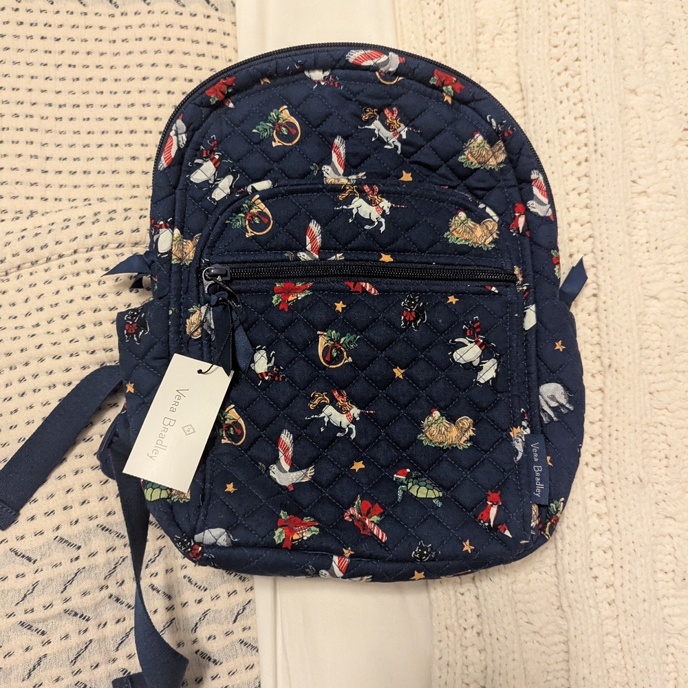 Vera Bradley Small Quilted Backpack Snow Globe Motifs Christmas Holiday Print - Picture 6 of 6